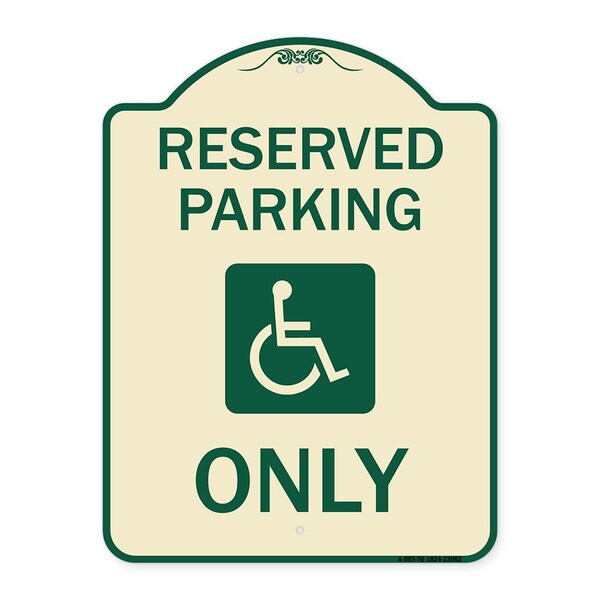 Reserved Parking With HandicappedHeavy-Gauge Aluminum Architectural Sign, 24" x 18", TG-1824-23062